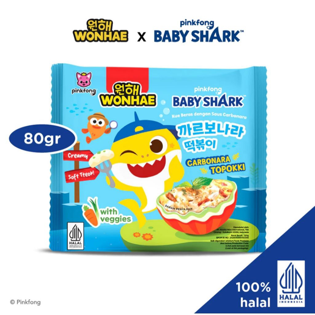 Jual Topokki Babyshark Wonhae Carbonara Toppoki Topokki Kids 80gr ...