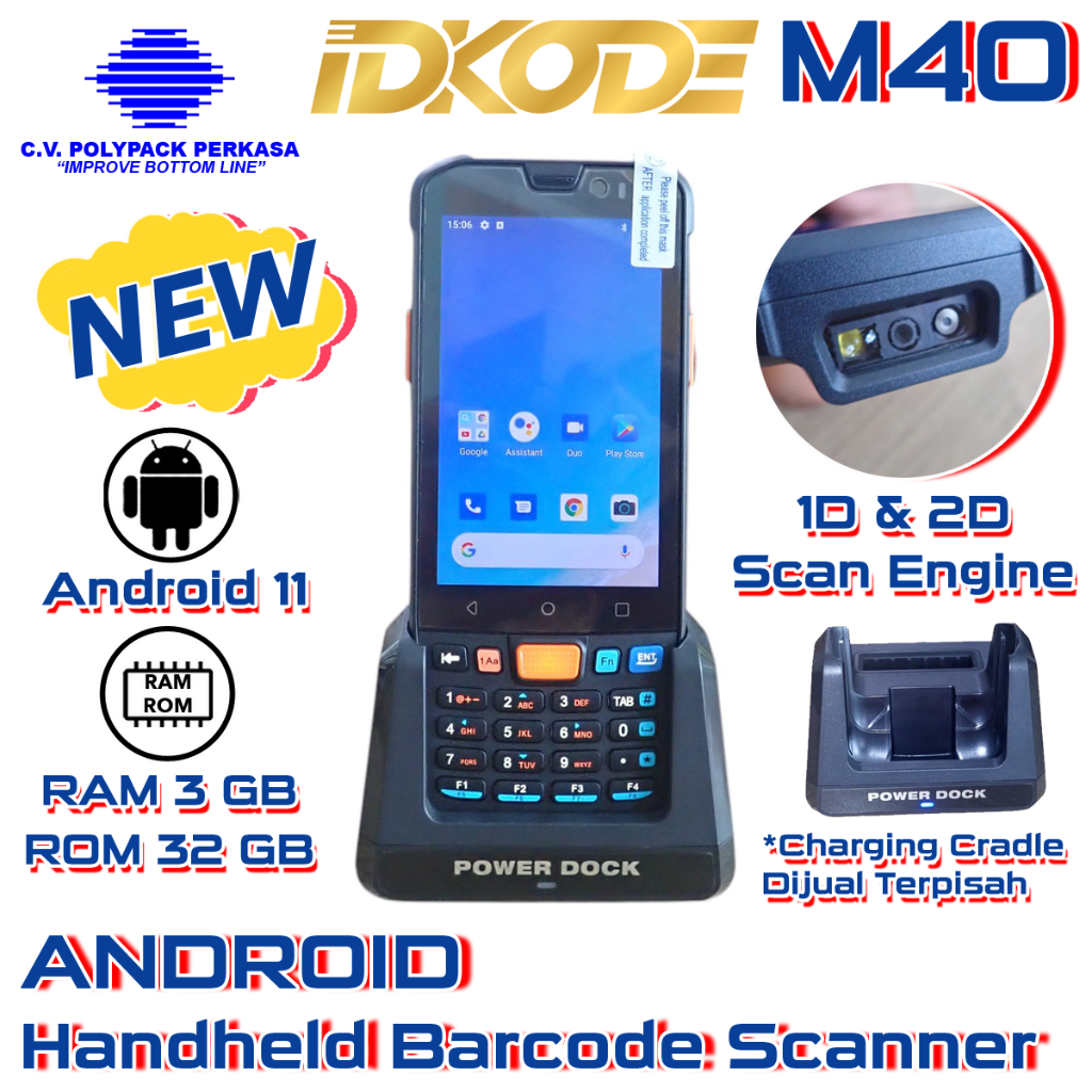 Jual IDKODE M40 2D BARCODE SCANNER PDT PDA Android Handheld Barcode ...