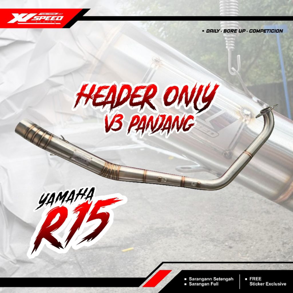 Jual Knalpot X1 Speed Header V3 panjang kenalpot yamaha R15 | Shopee ...