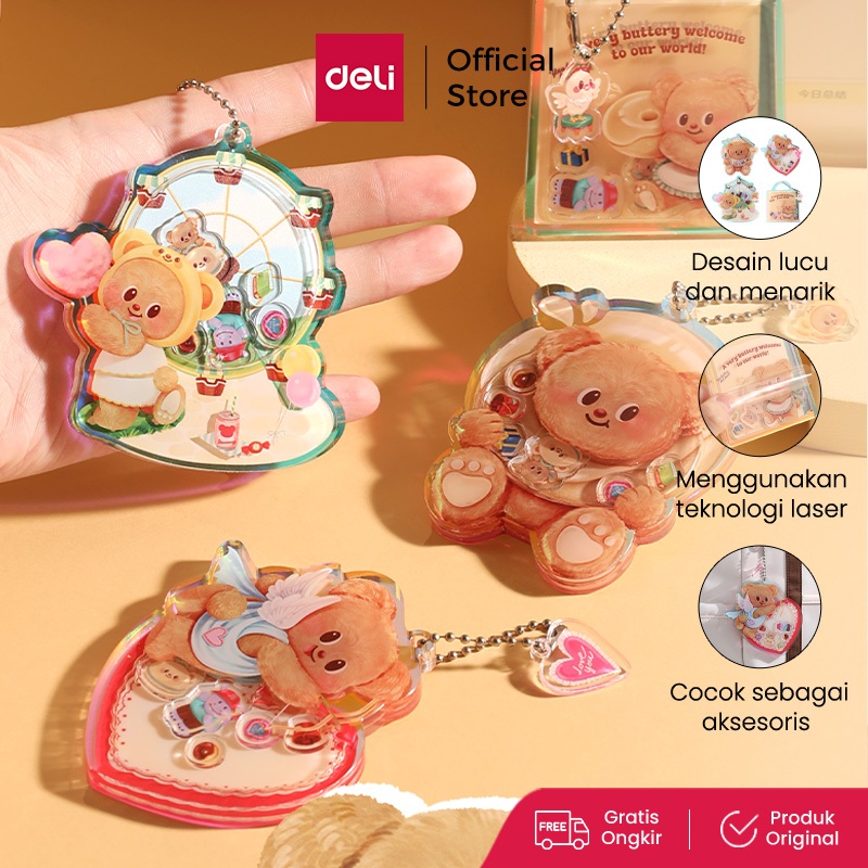 Jual Deli x Butterbear Acrylic Keychain Gantungan Kunci Akrilik Shaker ...