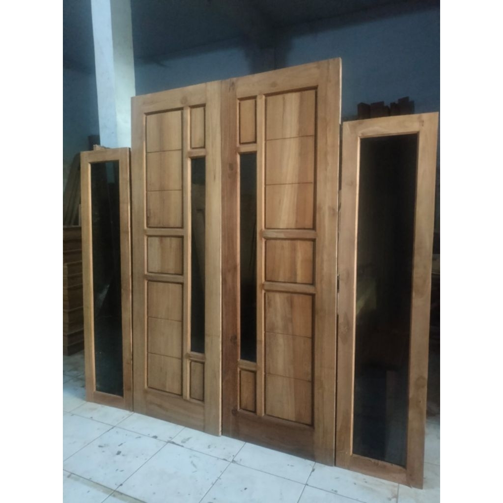 Pintu kuputarung jati / 2 pintu kayu jati / pintu minimalis jati