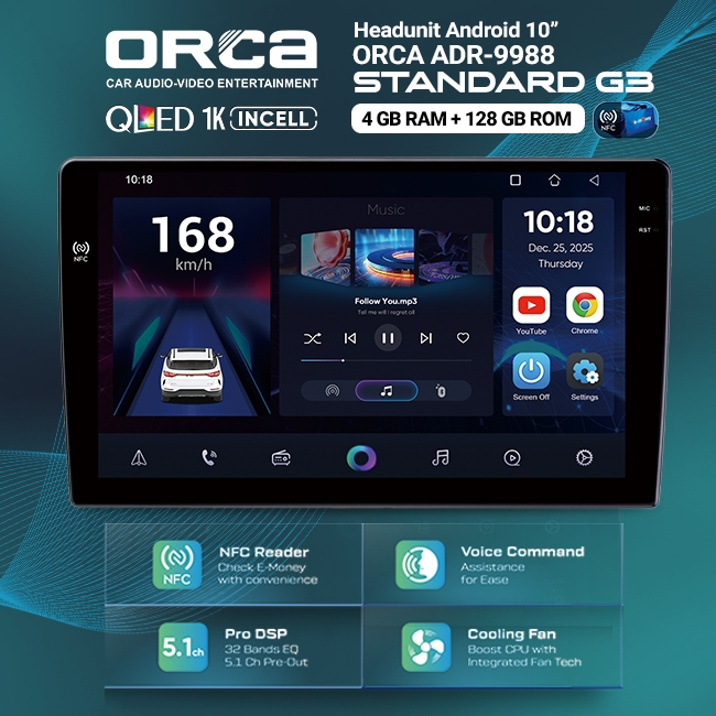 Jual Head Unit Android 10 inch ORCA ADR-9988 NFC Standard Series (4 ...