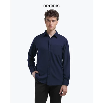 Broodis Kemeja Polos Hitam Cotton SOFTEE Black Lengan Panjang Slimfit