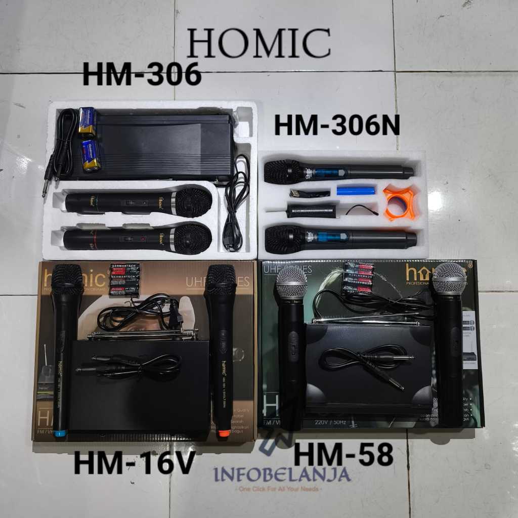Jual Mic Homic Varian HM-306/HM-306N/HM-16V/HM-58 Microphone Double ...