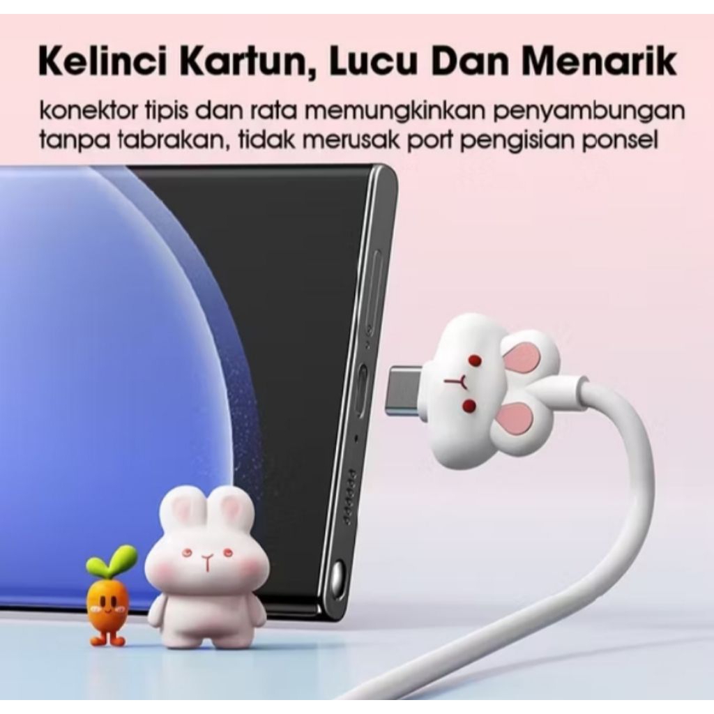 Jual ROBOT RPC100 Kabel Data USB Type-C Cute Rabbit Cartoon | Shopee ...