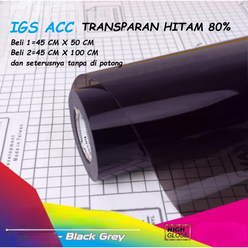 Jual Sticker Skotlet Transparant L 45 CM x P 50 CM Black Grey HITAM ...