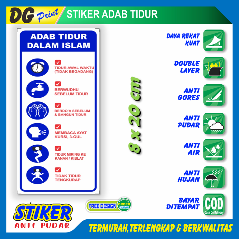 Jual Stiker anti pudar adab tidur etika bermalam sticker pendidikan ...