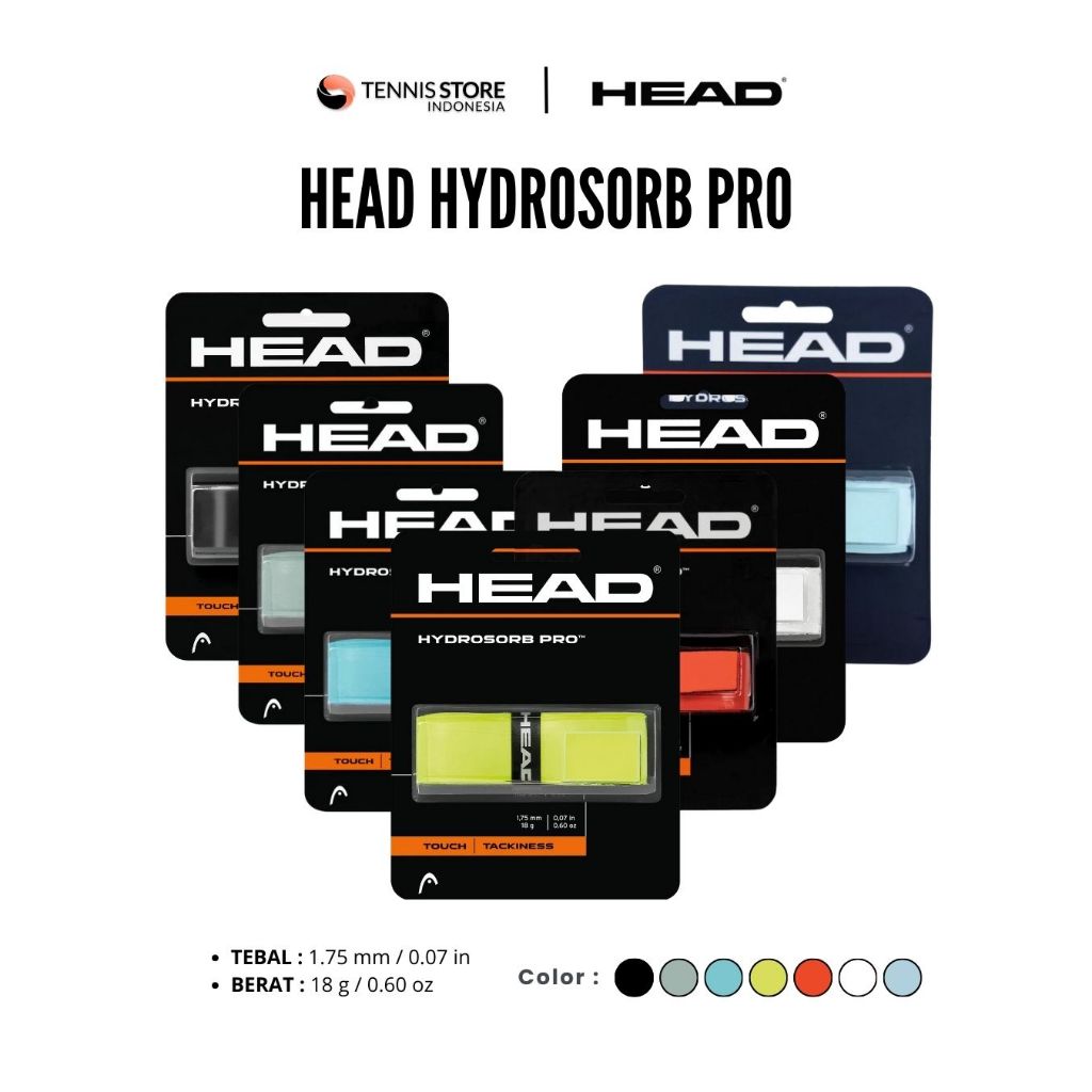 Grip Head Hydrosorb - Élastomère Collant, Absorption Transpiration, Système Twin-Channel, Noir/Blanc/Bleu