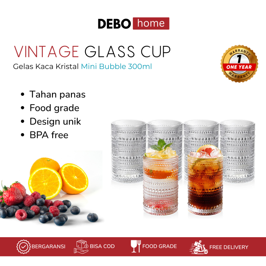 Jual DEBO Gelas Kaca Kristal Mini Bubble Rock Glass 300ml | Shopee ...