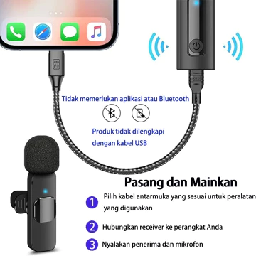 Microphone Mic Clip On Lavalier Youtuber Wireless Usb Mikrofon Nirkabel Portable Wireless USB
