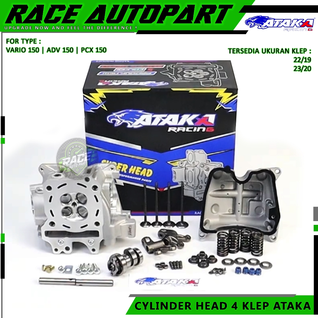 Jual Super Head ATAKA RACING 4 Klep Vario PCX ADV 150 Porting CNC 22/19 ...