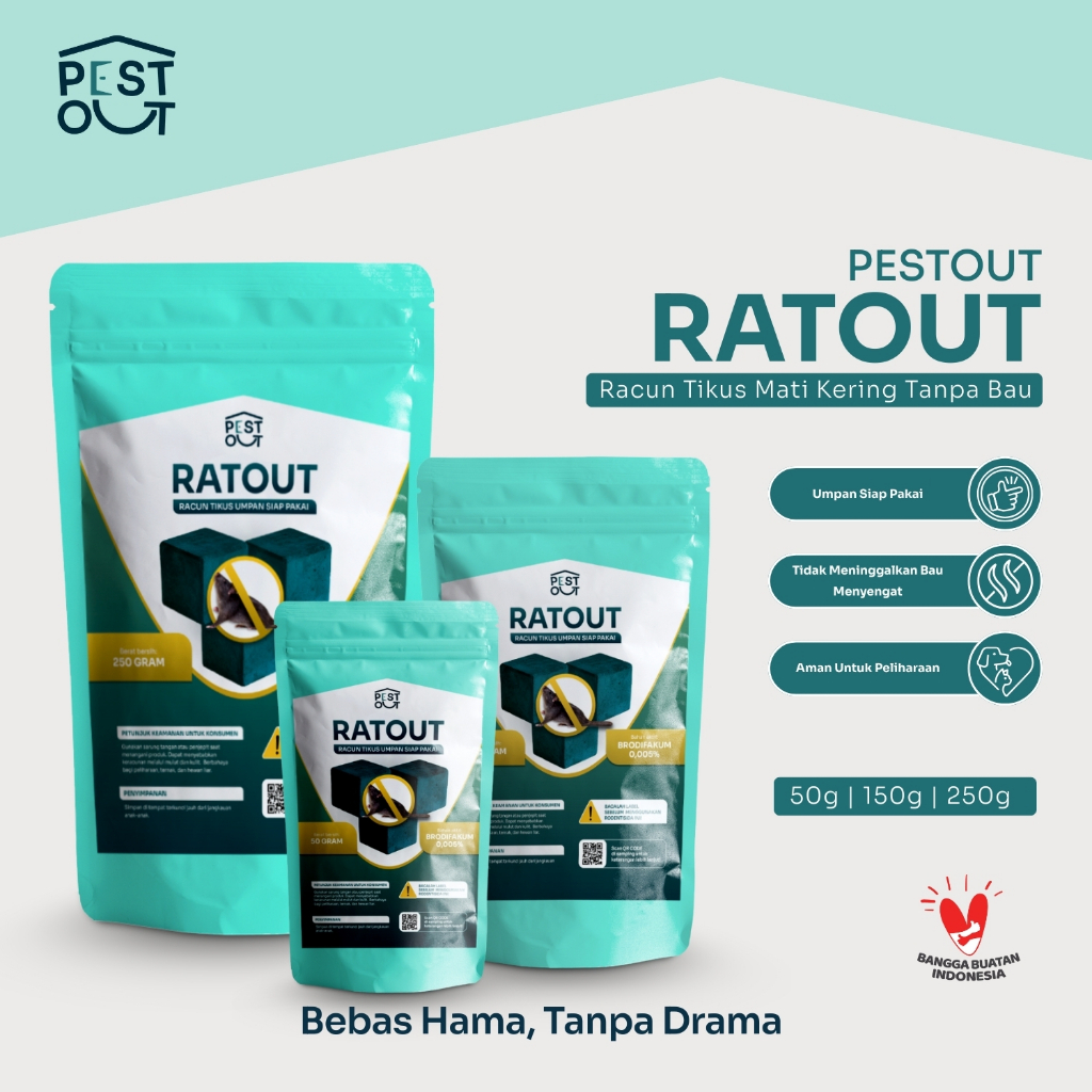 Jual Racun Tikus Ratout 50g/150g/250g Tikus Mati Kering Tidak ...