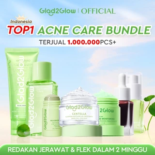 [ORDER NOW, HEMAT 50K]Glad2Glow Acne Jerawat Bundle 7in1 paket Centella madeca cream-Moisturizer+Serum+Cleanser+Toner+Clay Stick+Gel Skincare  Mask Menghilangkan Menenangkan kemerahan pada kulit Atur Minyak BerlebihMerawat Kulit g2glow official store