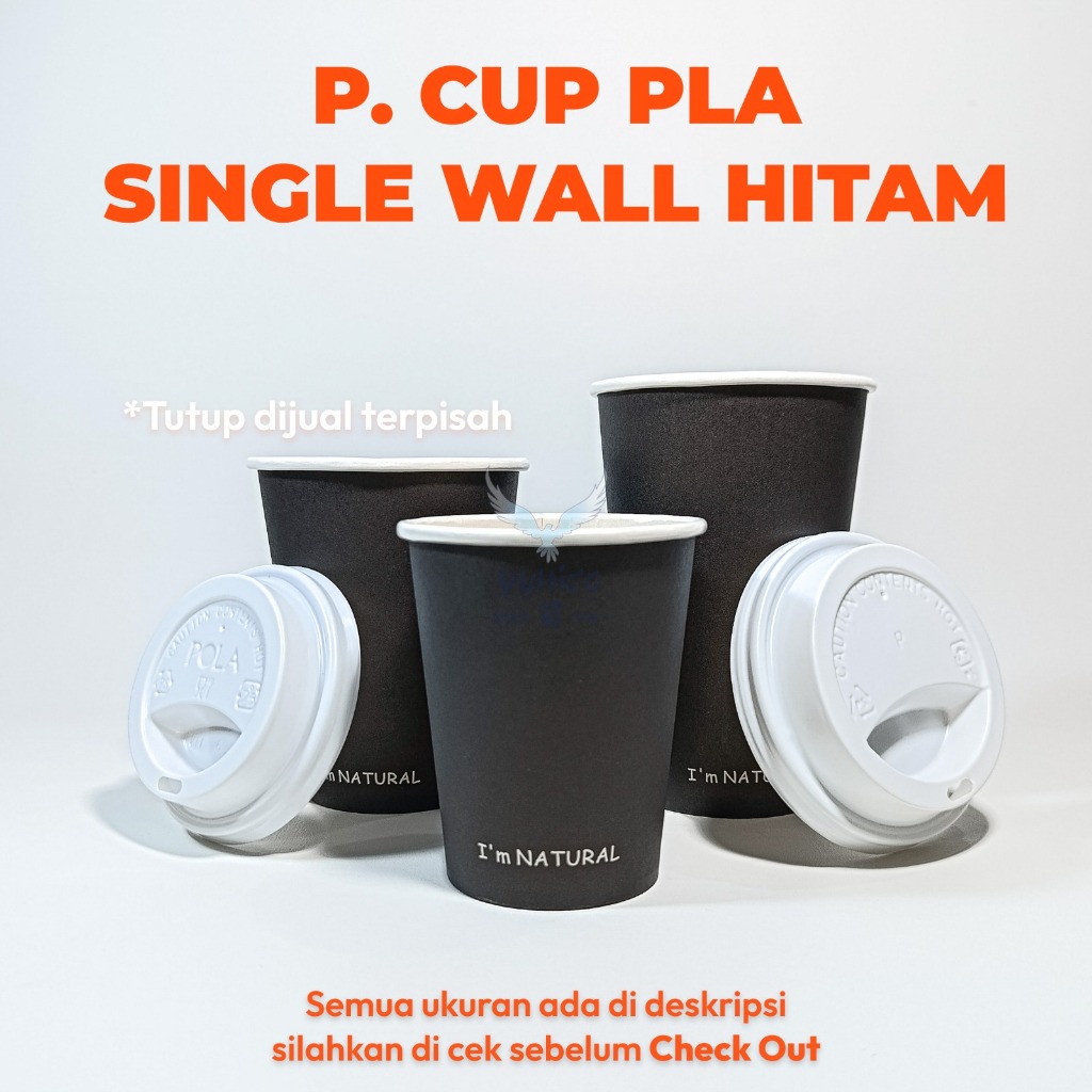 Jual PLA PAPER CUP SINGGEL WALL IMPORT HITAM|| Paper Cup HOT Import ...
