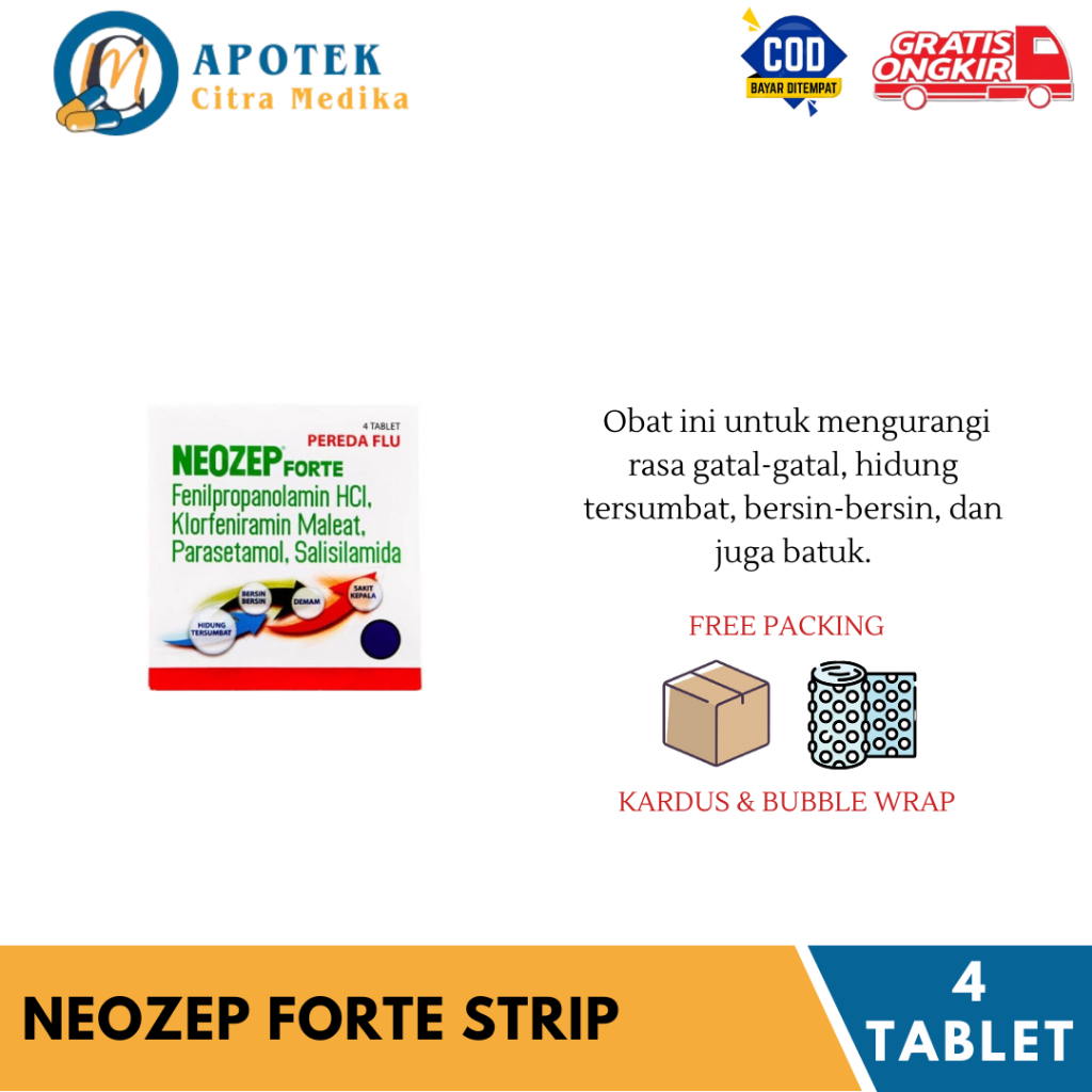 Jual Neozep Forte 𝟏 𝐒𝐓𝐑𝐈𝐏 𝐈𝐒𝐈 𝟒 𝐓𝐀𝐁𝐋𝐄𝐓 - Meredakan Demam, Batuk, Pilek ...