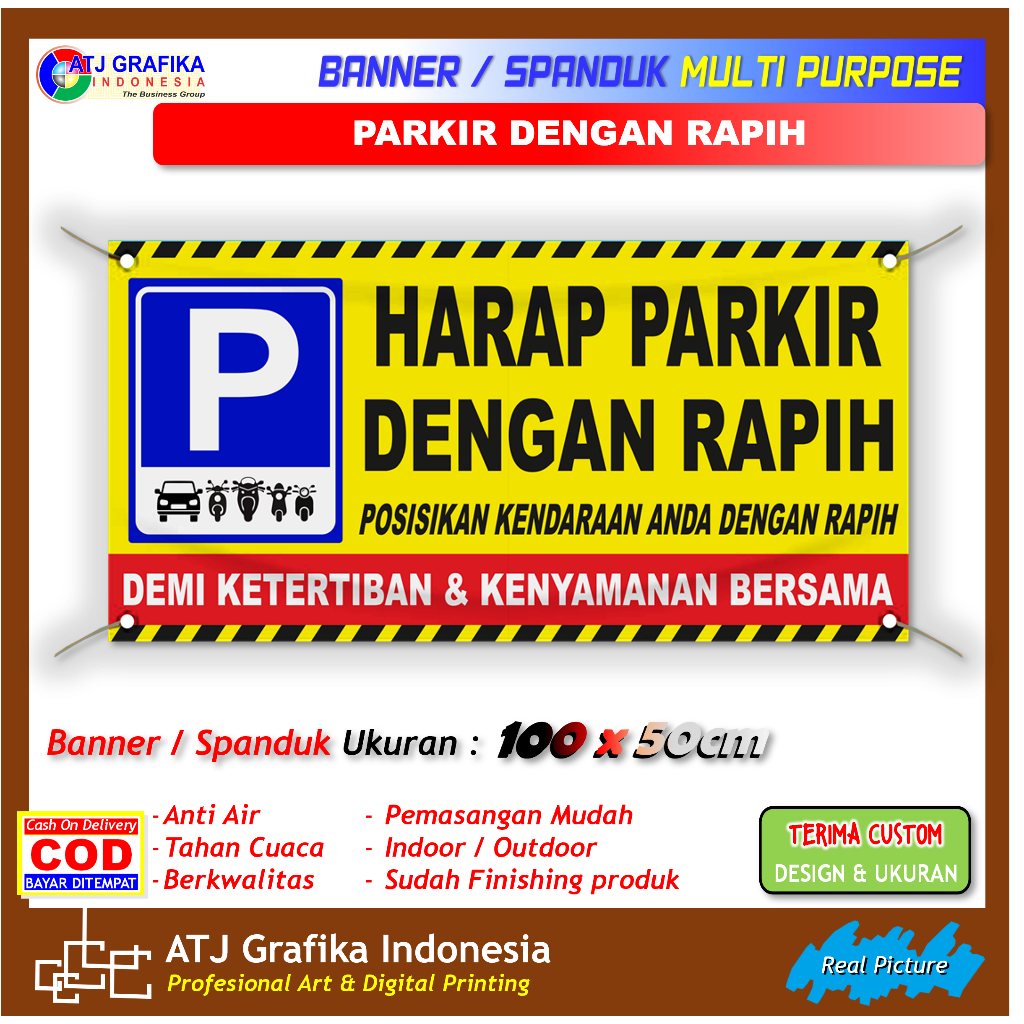 Jual Banner spanduk tulisan harap parkir dengan rapi area parkir motor ...