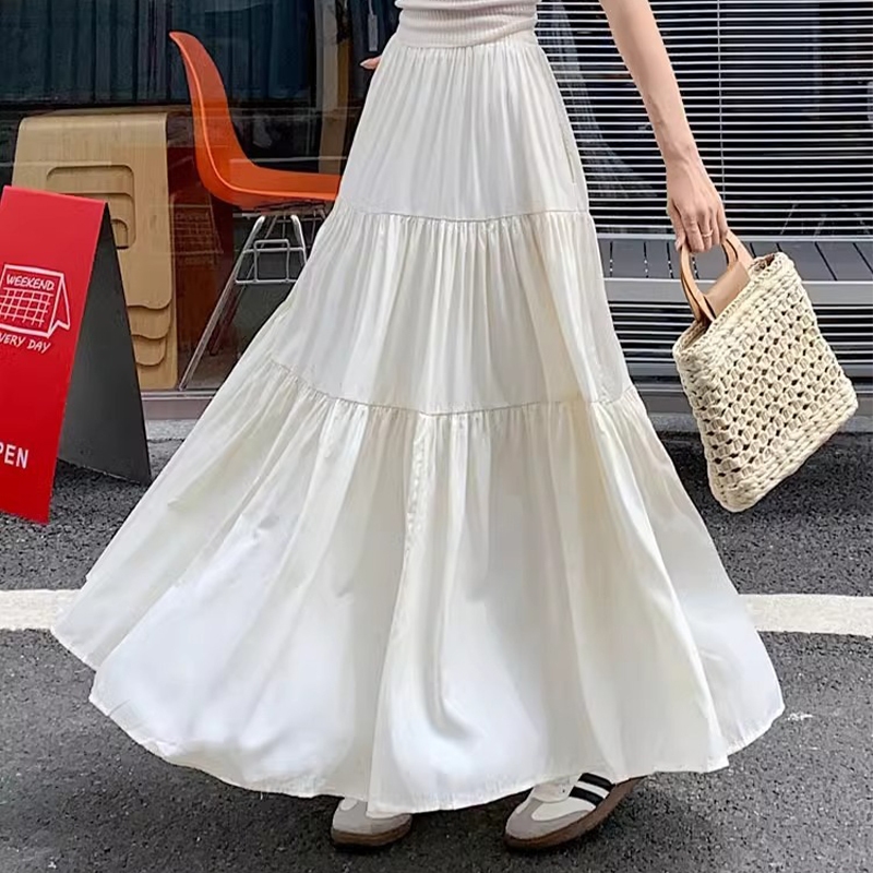 Jual Rok Panjang Wanita A-Line Warna Putih – Gaya Korea, Model Layer ...