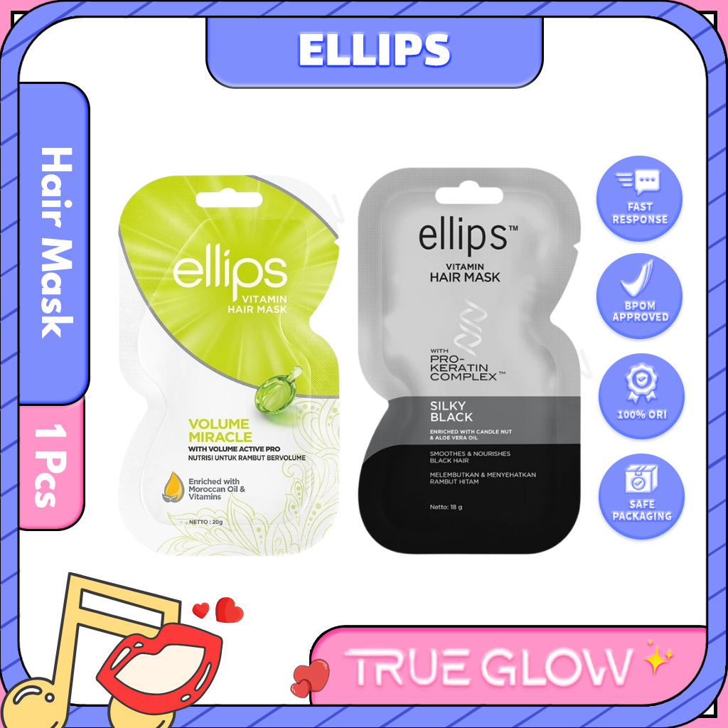 Jual Ellips Hair Mask Pro Keratin Silky Black Sachet 18gr / Volume ...