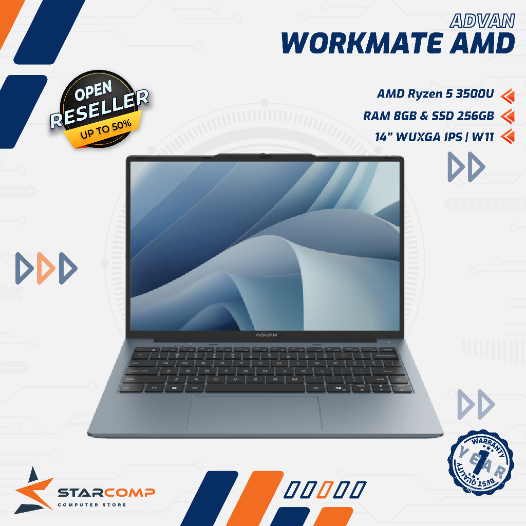 Jual Advan Workmate AMD Ryzen 5 3500U 8GB 256GB 14