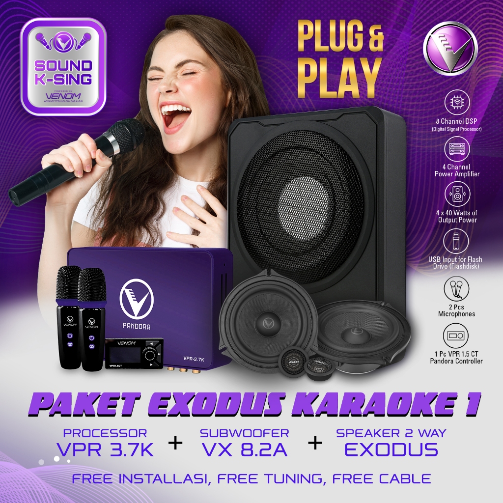 Jual VENOM VPR 3.7K Paket Karaoke Audio Mobil + Speaker Exodus ...