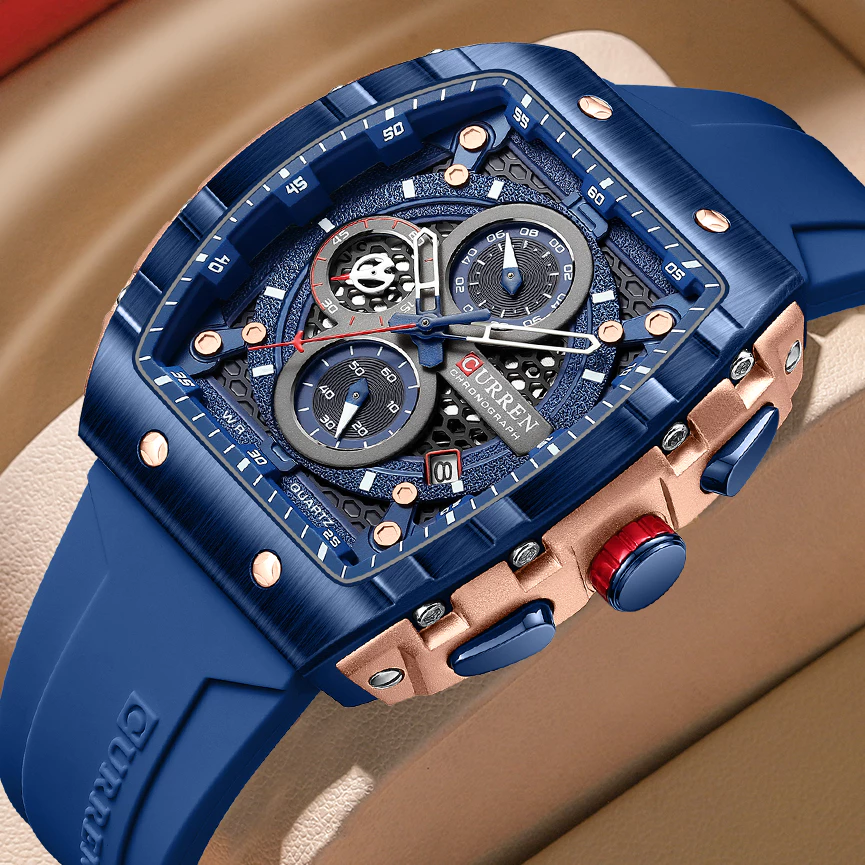 Detail dial dan bezel Curen Watch