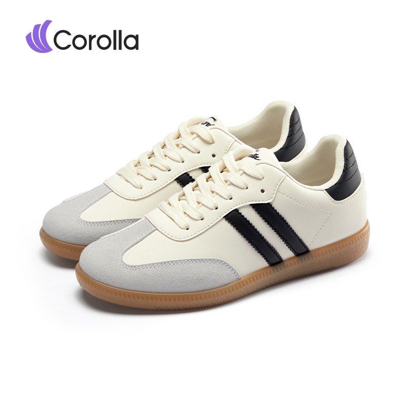 [ready stock]COROLLA Sam-ba Sepatu Sneakers Wanita Pria Unisex Casual Retro Korean Style Sepatu Kerja Sekolah Anti Slip Hitam Cream Merah Muda