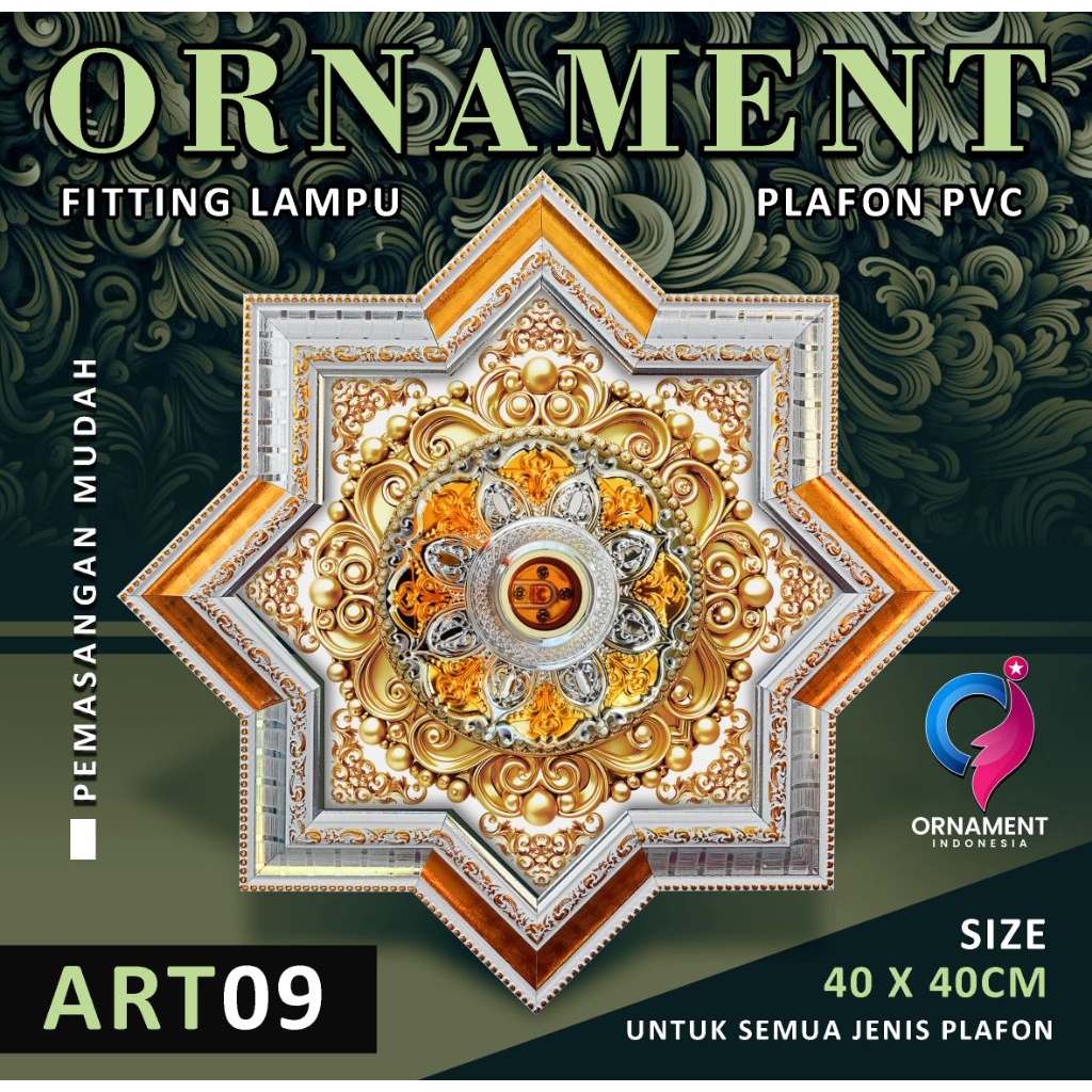 Jual FITTING LAMPU HIAS PLAFON PVC UKURAN 40X40CM ORNAMEN LAMPU PVC ...