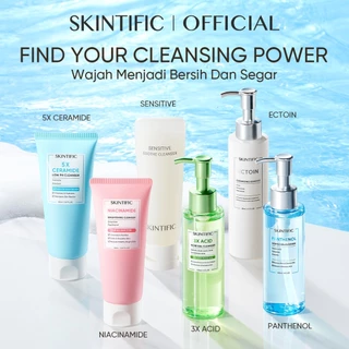 SKINTIFIC - Cleanser All-in-1 Series Low pH 5X Ceramide Cleanser/Niacinamide Brightening/Panthenol Gentle Gel/3X Acid Acne/Ectoin Essence | Sensitive Repair Barrier Facial Wash Cleanser Face Wash Sabun Cuci Muka Acne Glowing Anti-Aging Brightening Calming