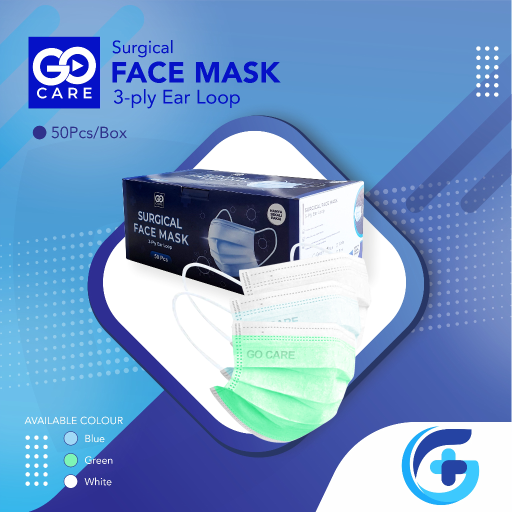 Jual SURGICAL Face Mask / Masker BEDAH MEDIS 3-ply Earloop @50pcs ...