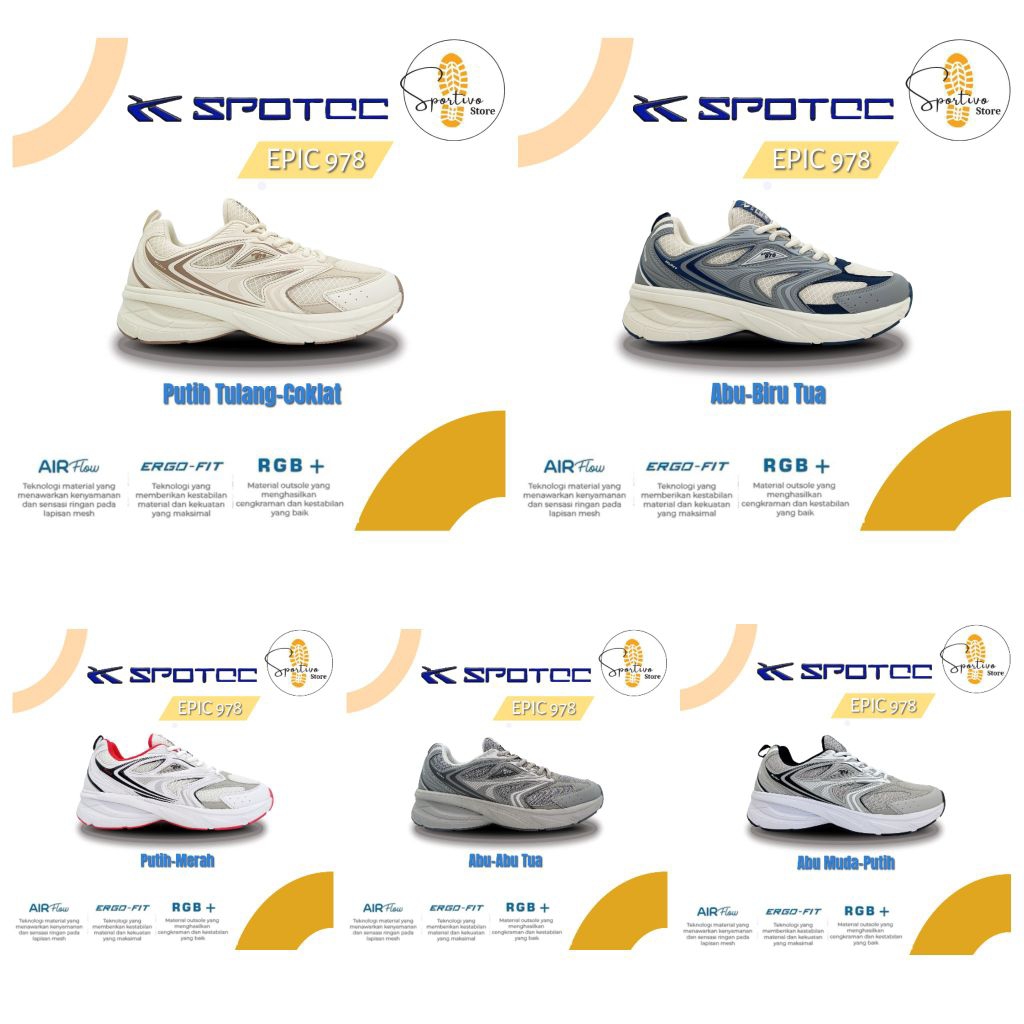 Jual SPOTEC Sepatu Lari Art EPIC 978 | Shopee Indonesia