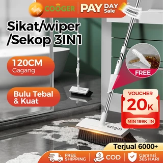 COOGER Sikat Lantai Kamar Mandi 3in1 dengan Wiper Gagang Panjang Sikat Toilet Pembersih Multifungsi / Serbaguna untuk Kamar Mandi & Toilet Ubin