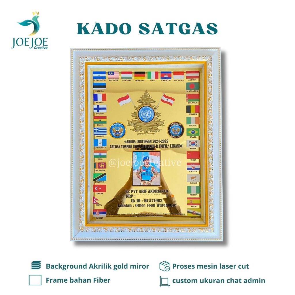 Jual KADO SATGAS COSTUM KENANG-KENANGAN PULANG TUGAS TNI POLRI | FRAME ...