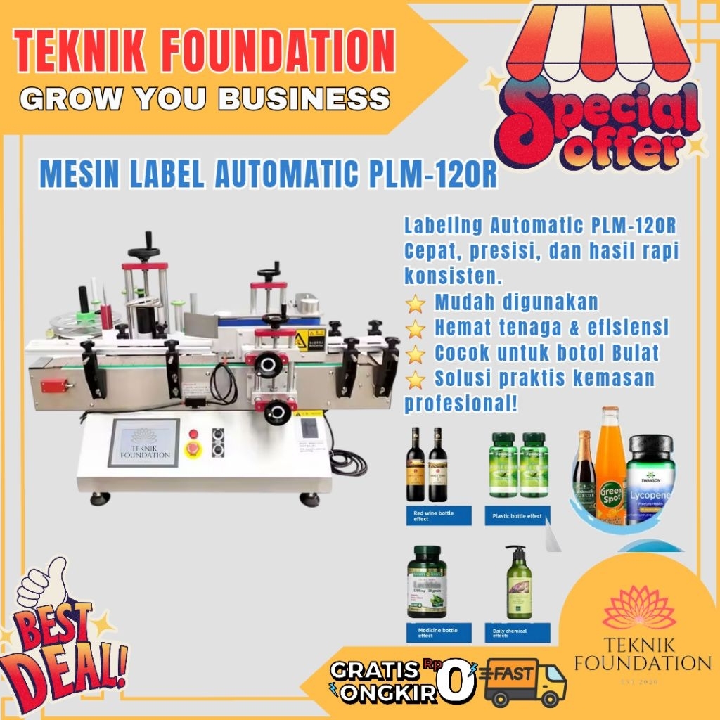 Jual Mesin Labeling Botol Bulat PLM-120R | Labeling Stiker Otomatis ...