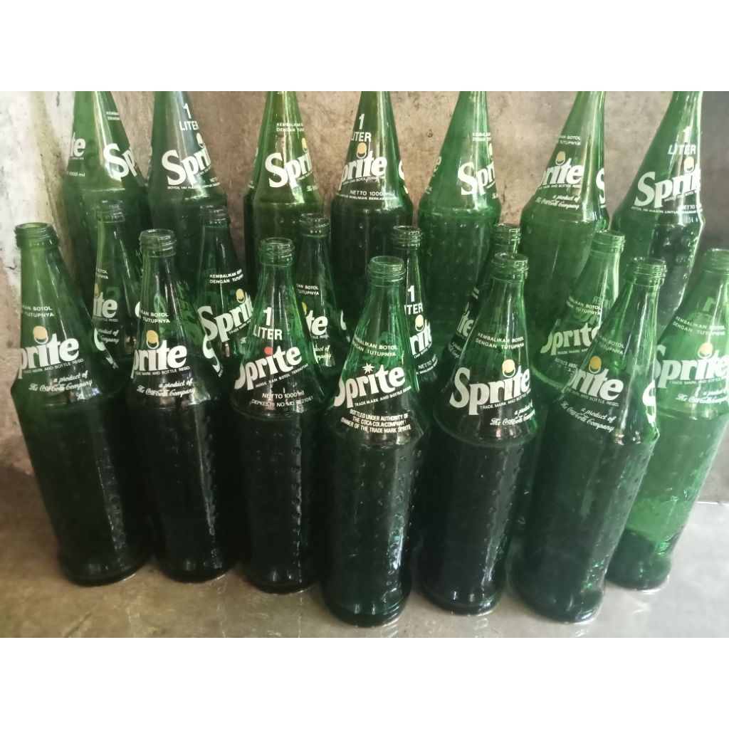 Jual Botol kaca sprite 1liter+tutup freee packing/botol fanta 1 liter ...