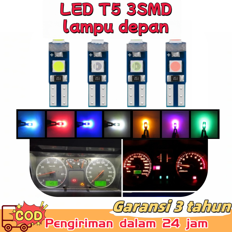 Jual 2PCS Lampu LED T5 Speedometer Indikator Dashboard 3 Mata 3 SMD 12 ...
