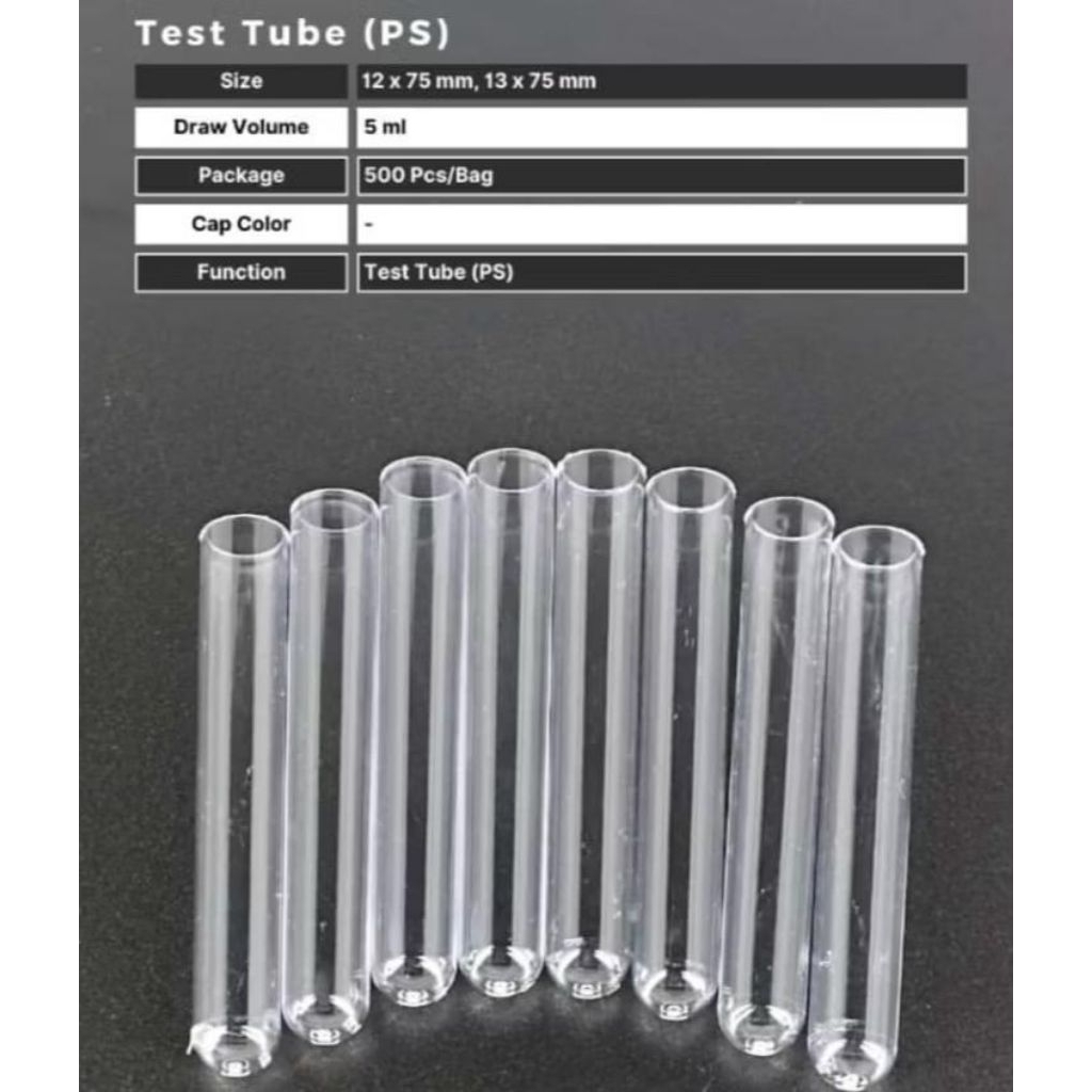 Jual TEST TUBE / PS TUBE 5 ml ISI 500 pcs 12 x 75 | TABUNG REAKSI ...