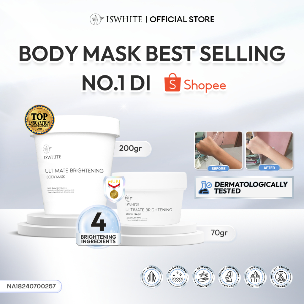 Jual [ MASKER PENCERAH BADAN ] ISWHITE Ultimate Brightening Body Mask ...