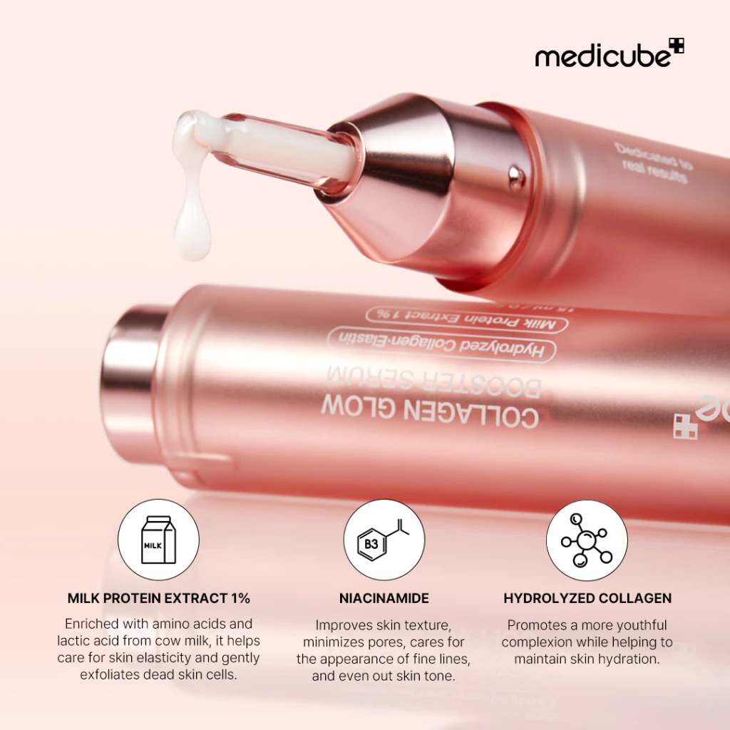 Medicube Collagen Glow Booster Serum kemasan 15ml dengan airless pump