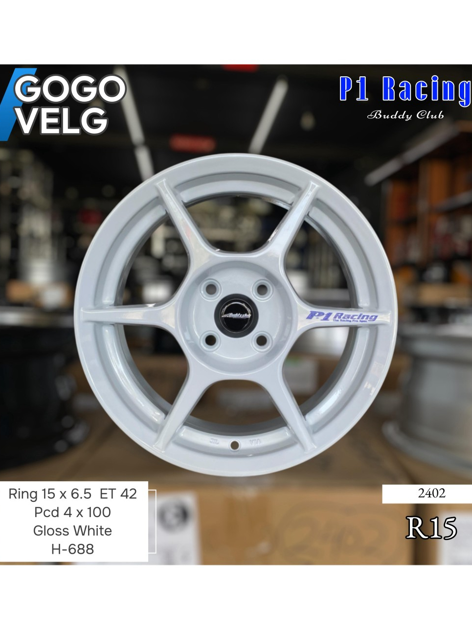Jual Velg Mobil R15 P1 Racing PCD 4X100 Lebar 6,5 ET 42 Ring 15 Brio ...