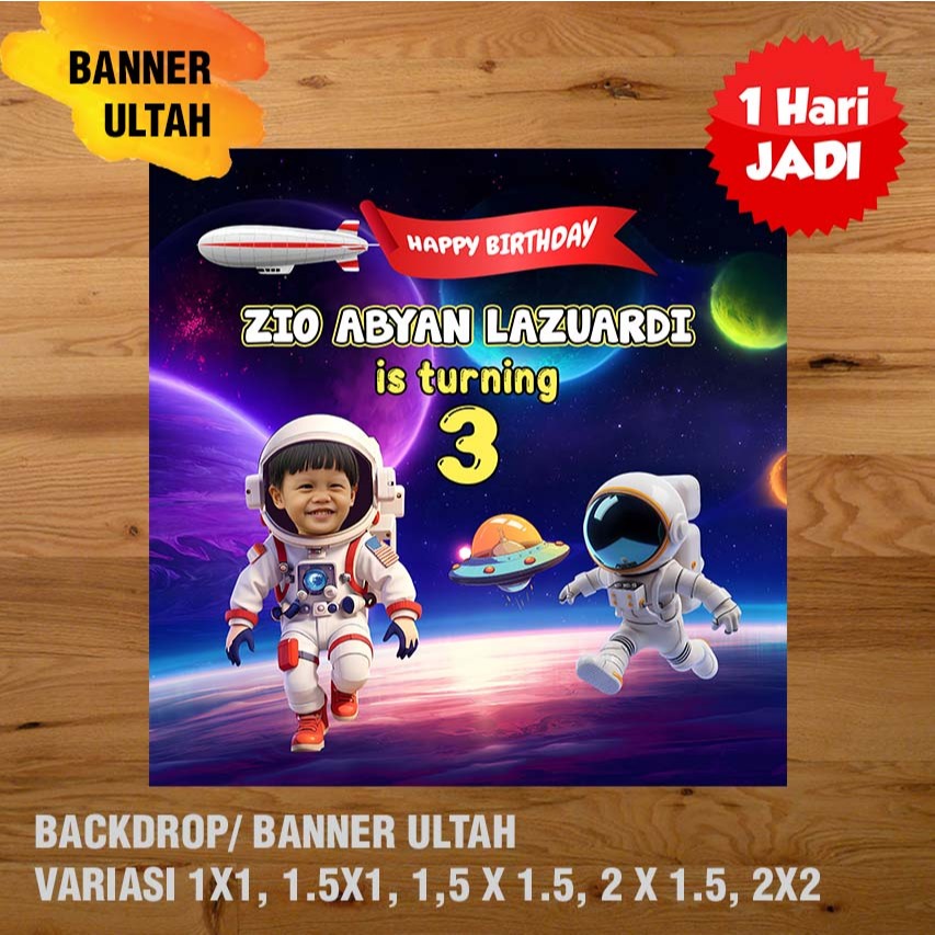 ASTRONOT BANNER/ DEKORASI, HAPPY BIRTHDAY, SPANDUK, BANNER ULANG TAHUN / BACKDROP/ SPANDUK ULANG TAHUN UL-TAH