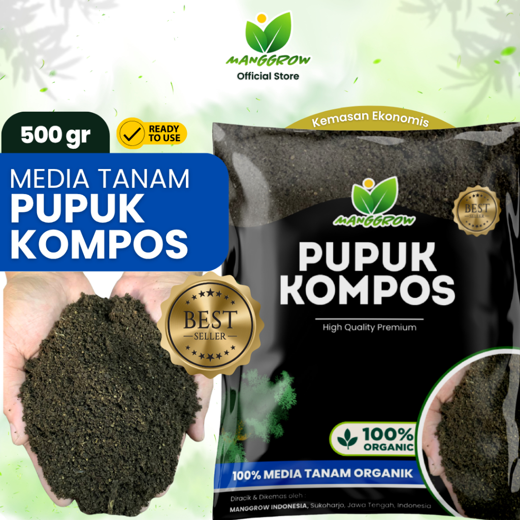 [MANGGROW] PUPUK KOMPOS Organik 500 gr | Kompos Murni Fermentasi OM 20 % Media Tanam & Pupuk Dasar
