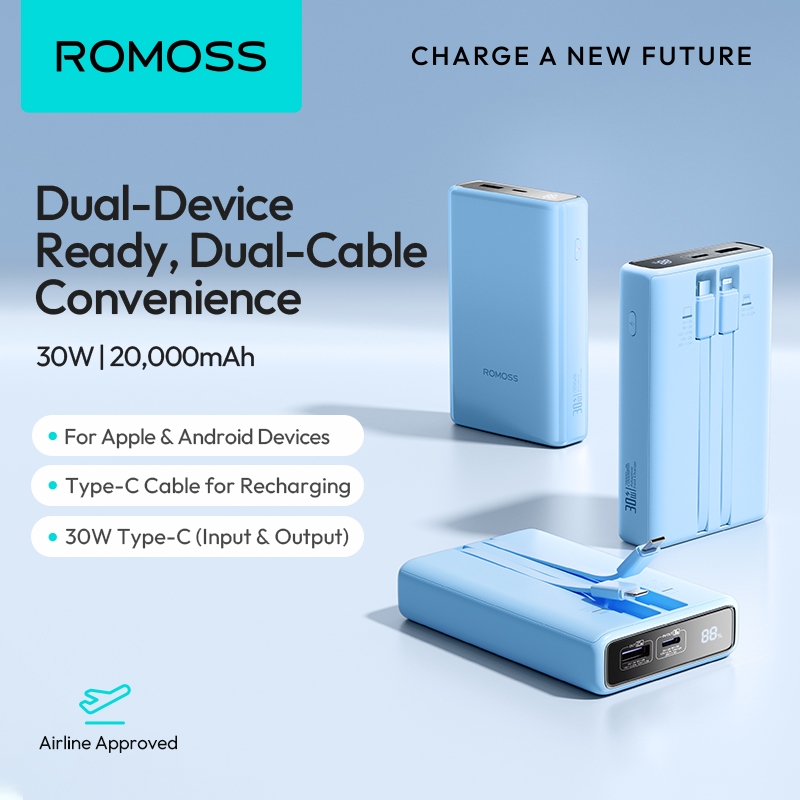 Jual ROMOSS Power Bank PAC20 Pro 20000mAh Fast Charging 30W with Dual ...