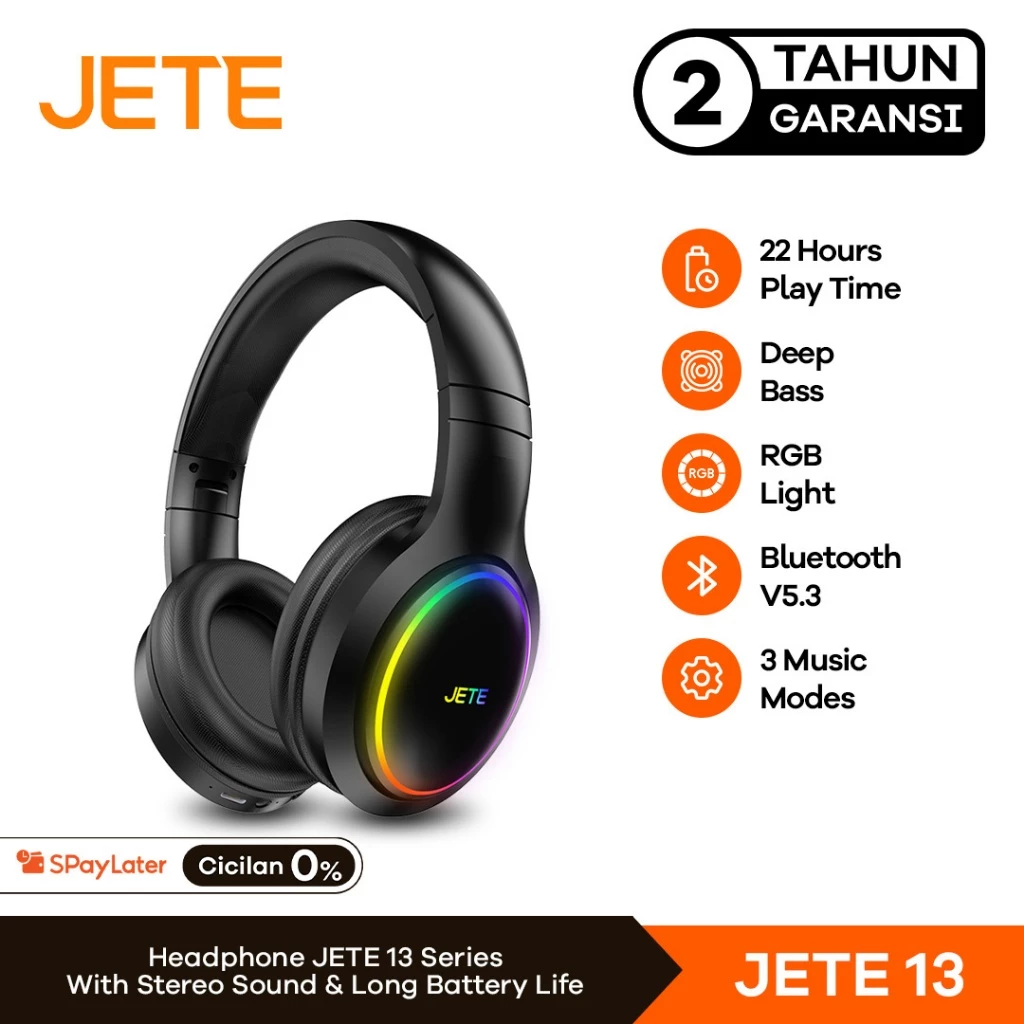 Headphone Bluetooth JETE 13 with RGB Lightning - Garansi 2 Tahun