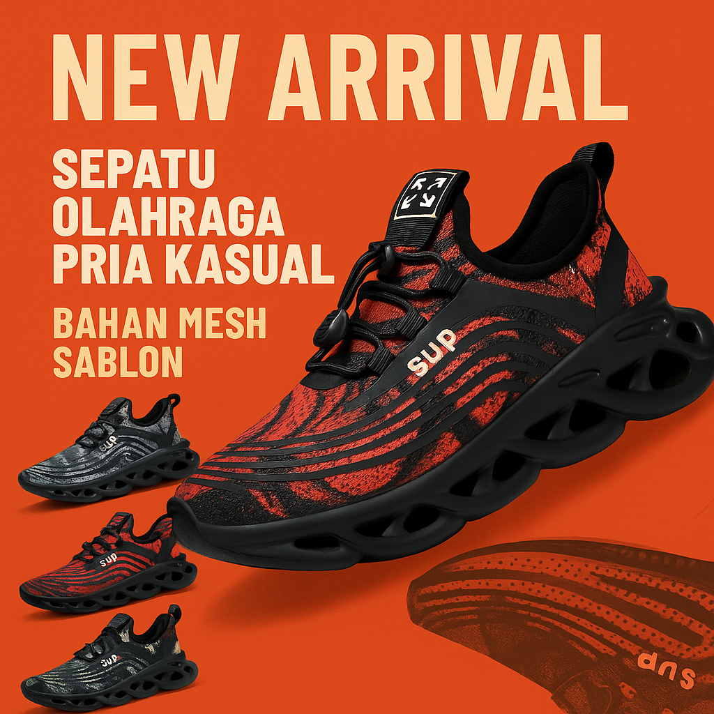 Jual Sepatu Pria Olahraga Ringan – Bahan Mesh Sablon, Model Korea ...