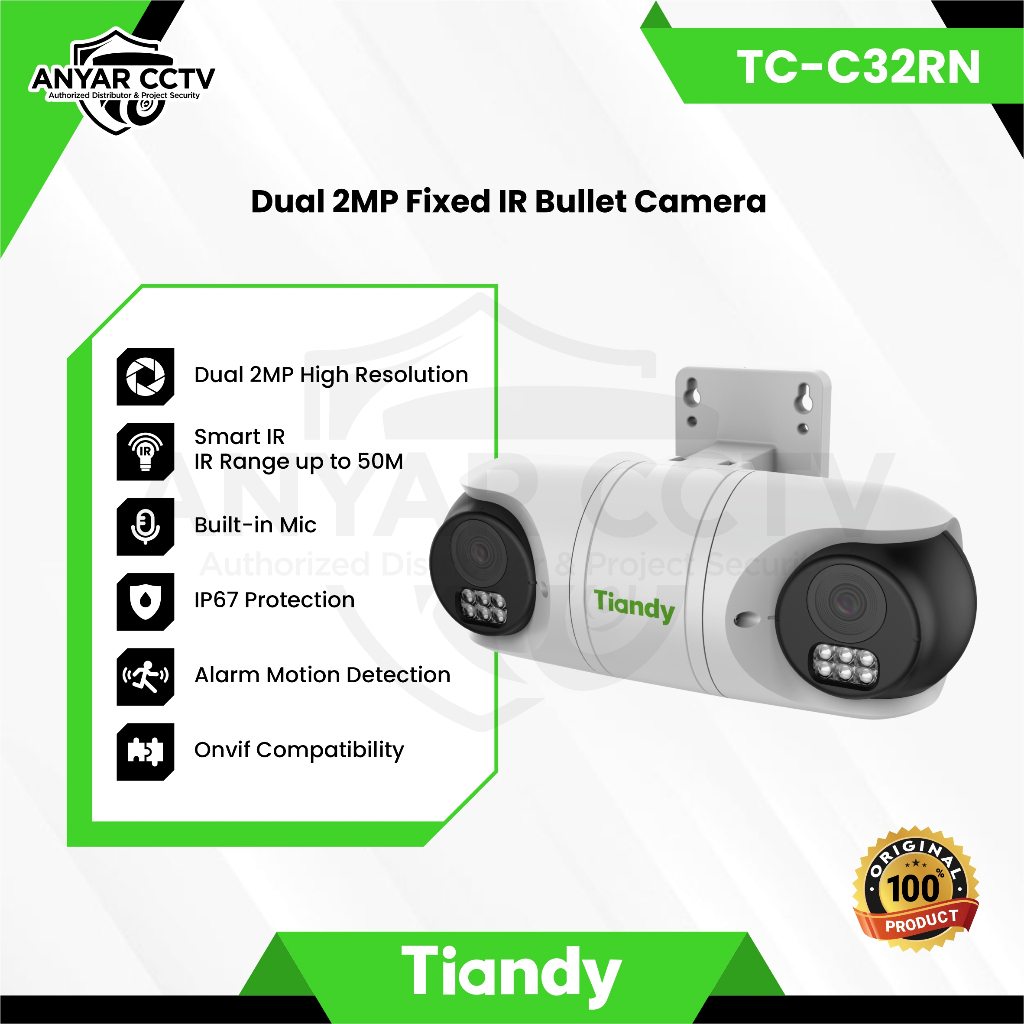 Jual TIANDY TC-C32RN Dual Lens 2MP + 2MP Audio IR Bullet IP Camera ...