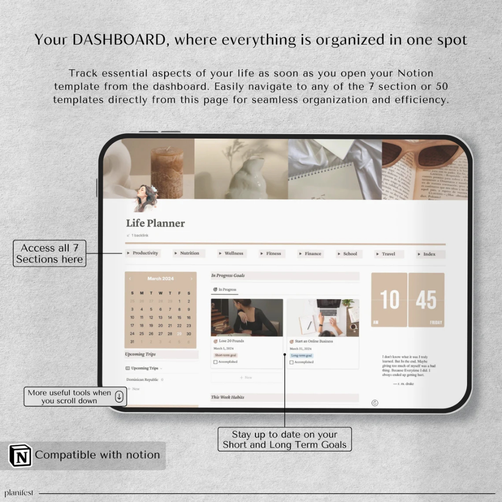 Jual Notion Template All in One Life Planner Dashboard - ADHD Digital ...