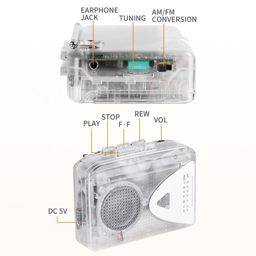 Jual Walkman Radio With Internal Speaker Transparan Bening | Shopee ...