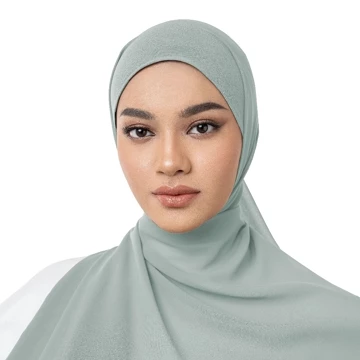 Hameeda 2in1 SADA Instant Pashmina Hijab With Inner Ceruty Chiffon Babydoll