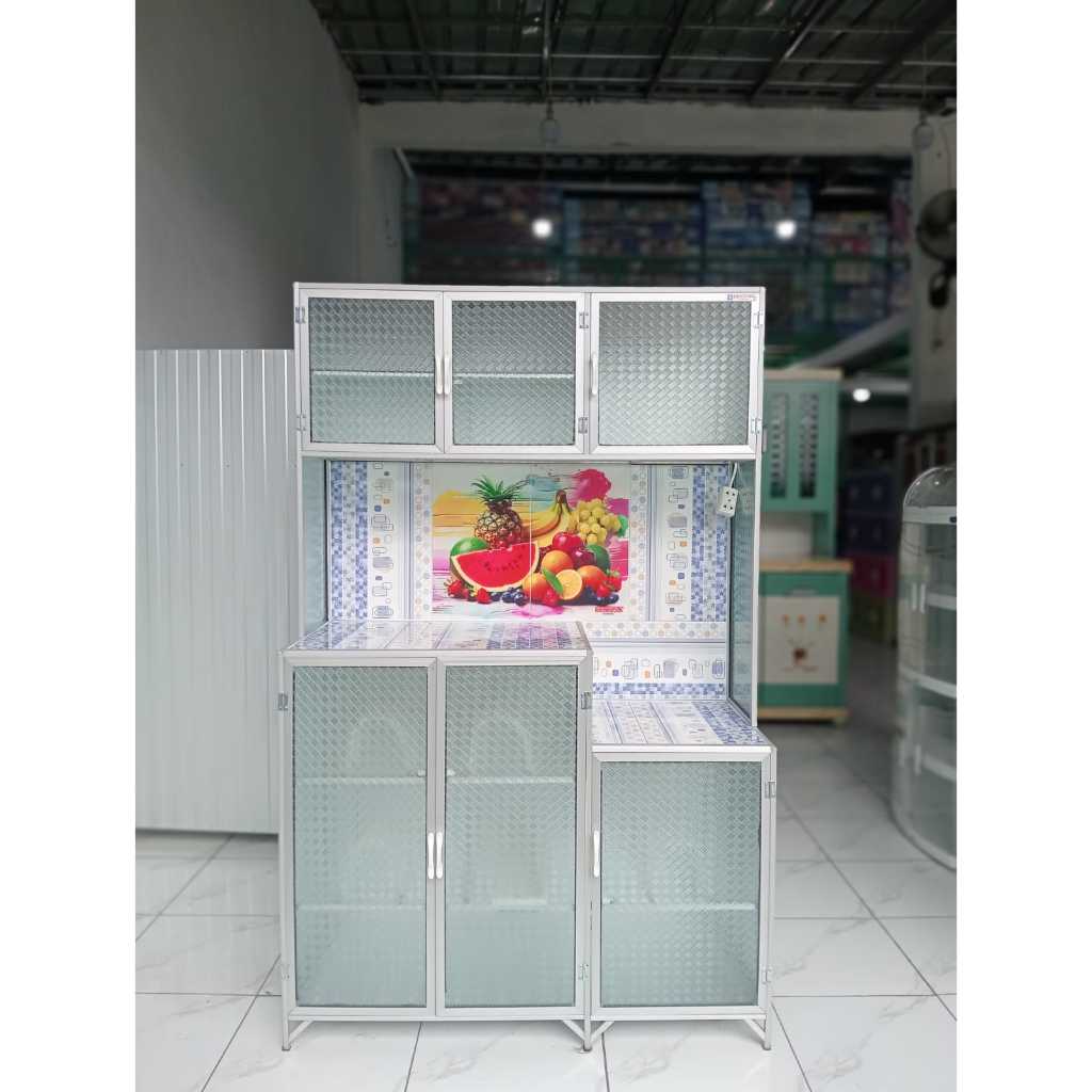 Jual Rak Piring Kaca 3P Megicom - Lemari Piring Almunium Keramik Kaca ...