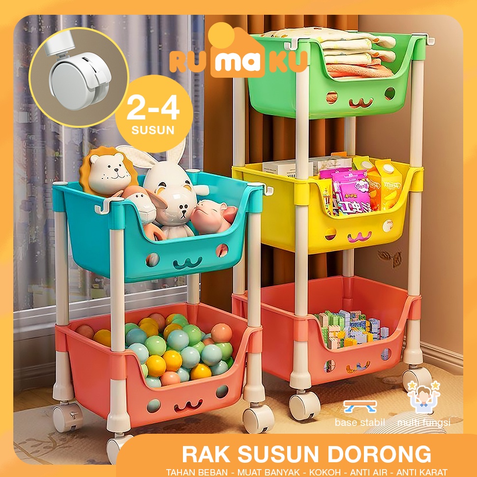 Jual Penawaran Spesial Rumaku Rak Roda Susun Mainan Anak Serbaguna Rack ...
